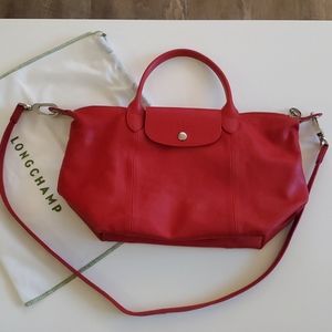 Longchamp Le Pliage Cuir Small Red crossbody